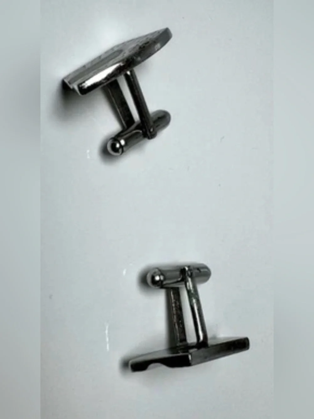 Vintage Signed Anson Silver Tone Cufflinks & Tie Bar Jewelry Set #1541